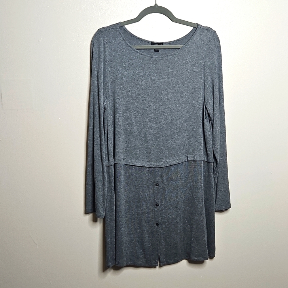J. Jill Charcoal Gray Long Sleeve Boat Neck Tunic Dress Medium